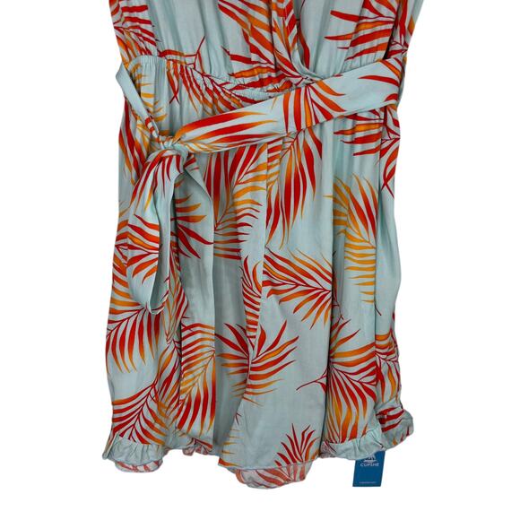Cupshe Teal Orange Tropical Flutter Sleeve Romper Large New - Picture 8 of 14
